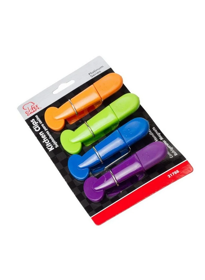 Chef Craft 4-Piece Comfortable Rubber Grip Magnetic Kitchen Memo Clip Set Multicolour Large 21788